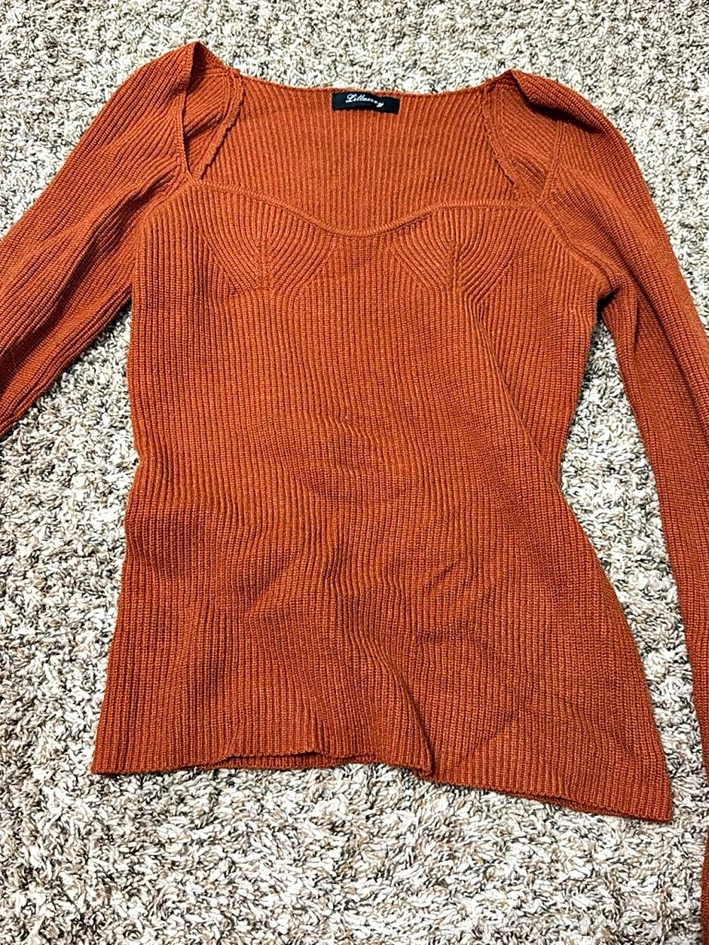 Brown Long Sleeve Knit Sweater